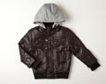 Ben Sherman-Faux Leather Jacket with Fleece Hoodie